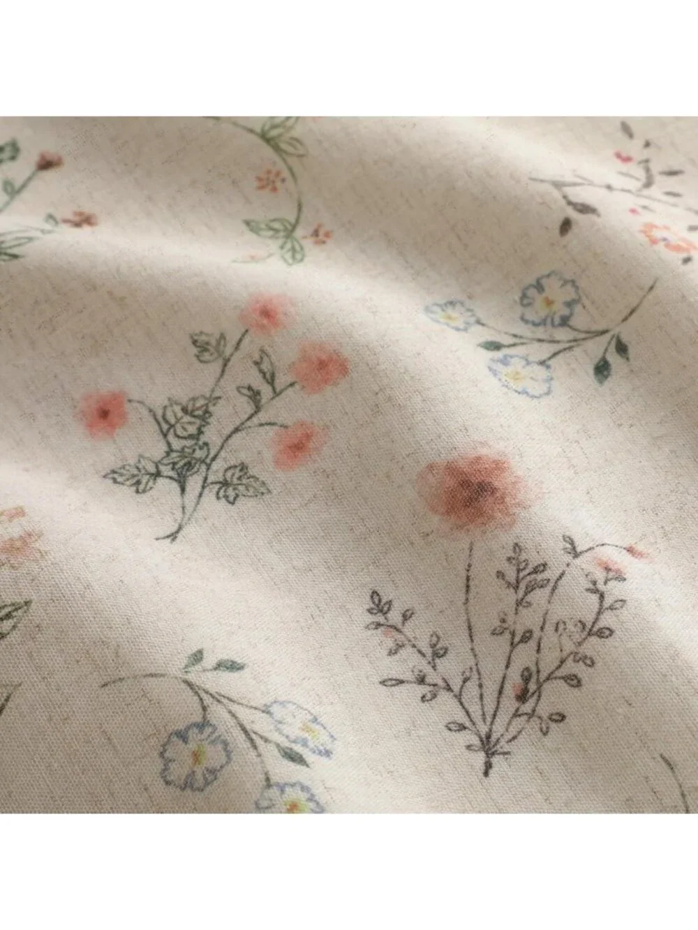 Boho Floral 100% Blackout Curtains, 84-Inch Linen Texture, 2 Panels for Privacy